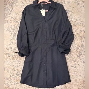 Chic Black Pinstripe Long Sleeve Dress NWT Size L